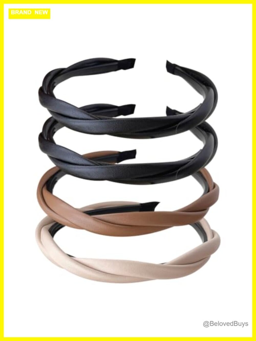 4 Pcs Faux Leather Twisted Headbands PU Hairbands Non Slip Hair Hoops